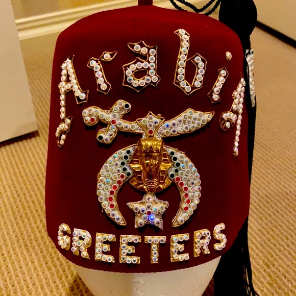 2VINTAGE SHRINER RARE AUTHENTIC FEZ HATS VERY ORNATE